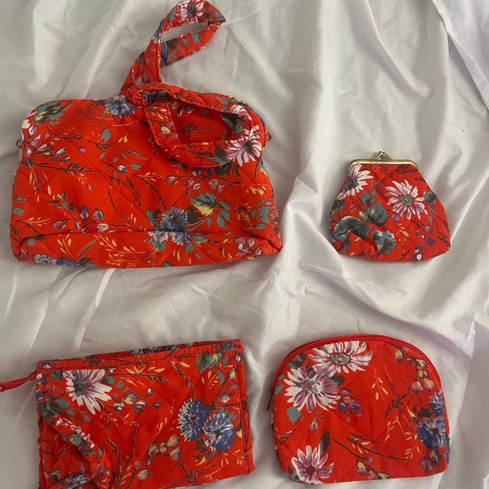 Vera Bradley Red Floral Travel Bag Set